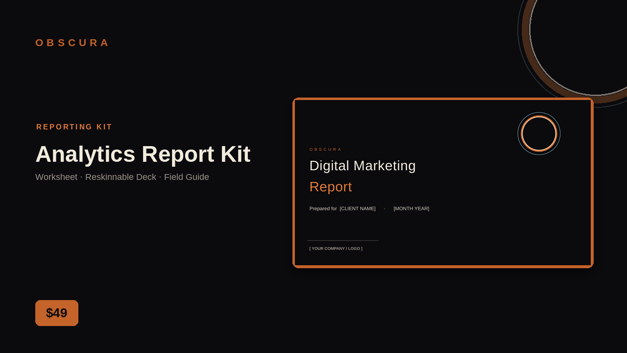 Analytics Report Kit — Obscura marketing template