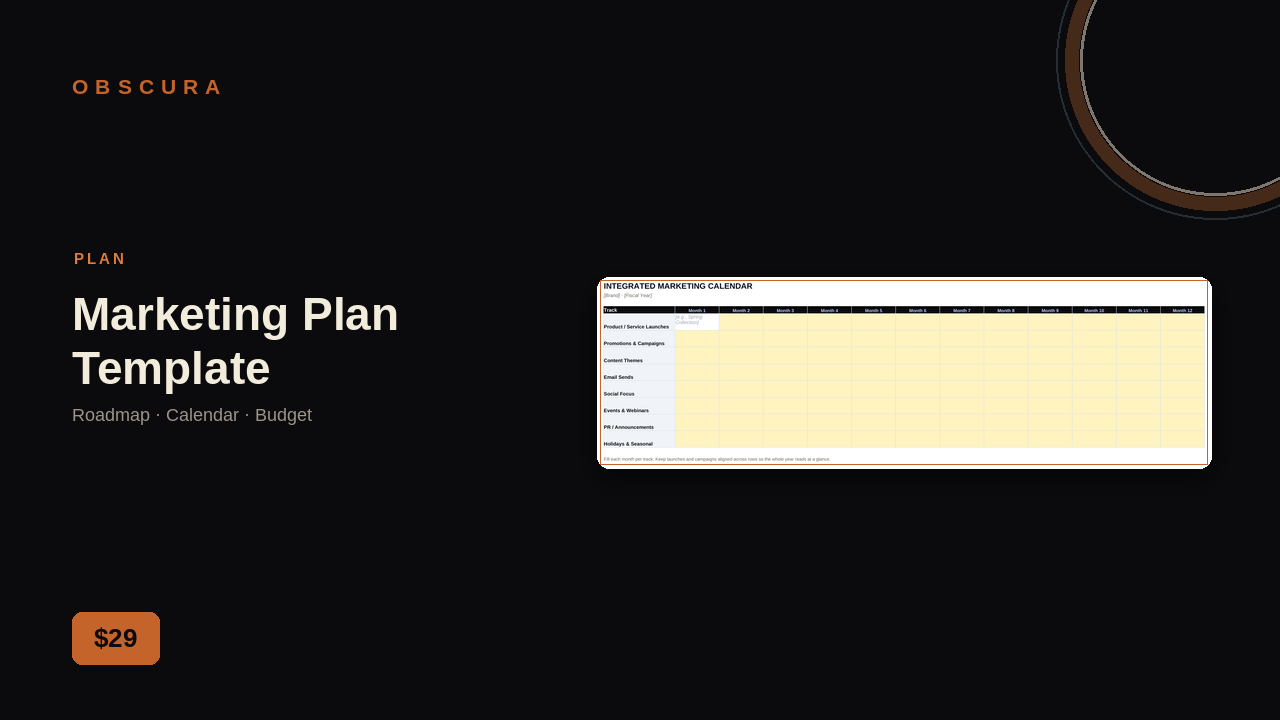 Marketing Plan Template — Obscura marketing template