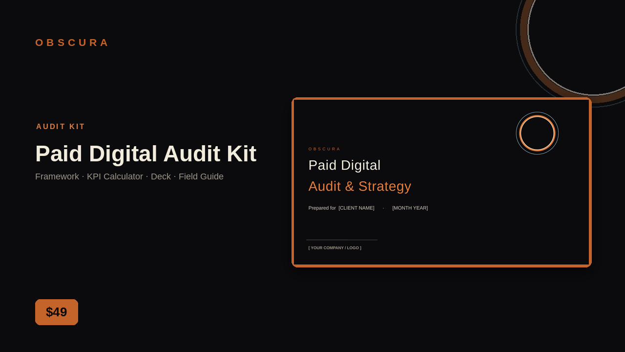 Paid Digital Audit Kit — Obscura marketing template