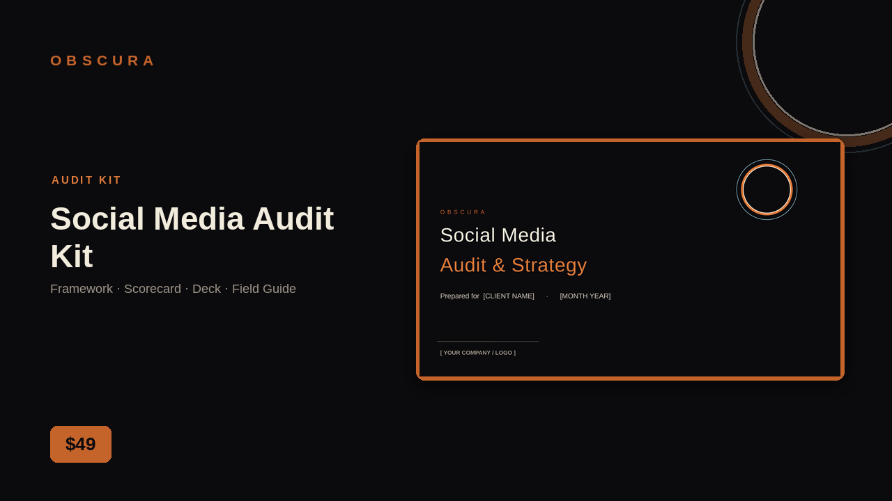 Social Media Audit Kit — Obscura marketing template